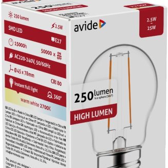 Avide LED Filament Mini Globe 2.5W E27 WW 2700K