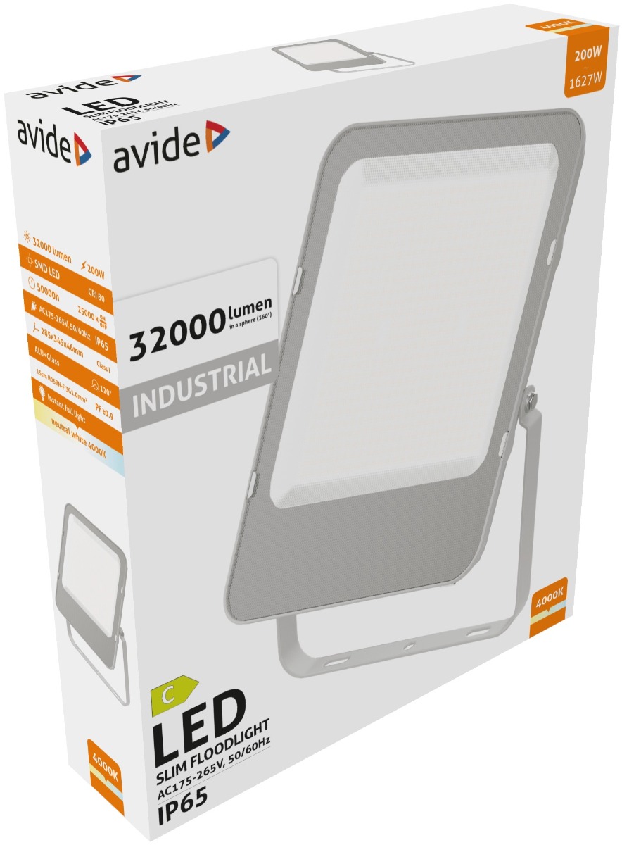 Avide LED Flood Light Industrial SMD 200W NW 4000K 160lm/W