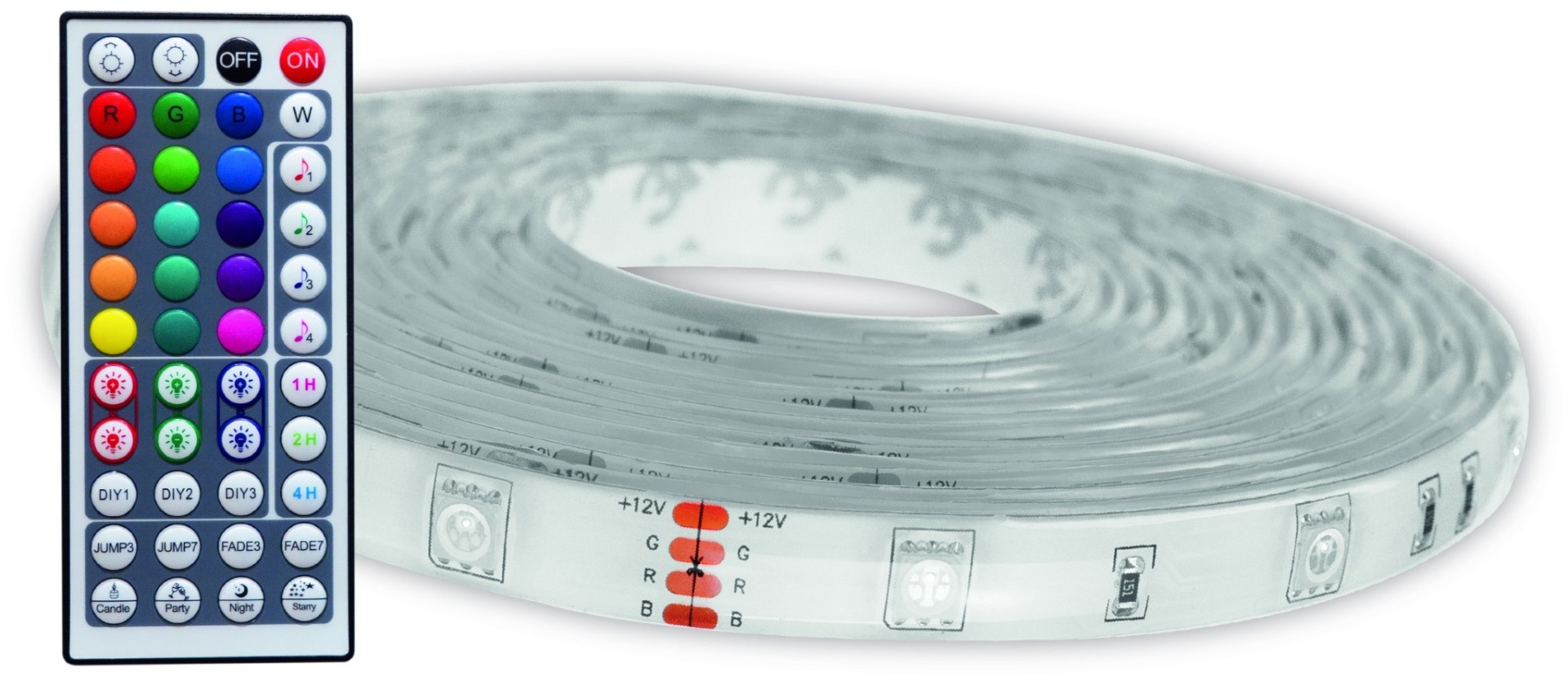 Avide LED Strip Blister 12V 22W RGB 2x5m TUYA - Music control + IR remote - Image 2
