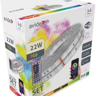Avide LED Strip Blister 12V 22W RGB 2x5m TUYA - Music control + IR remote