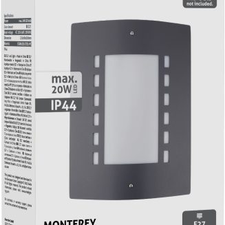 Avide Outdoor Wall Lamp Monterey 1xE27 IP44 Antracit