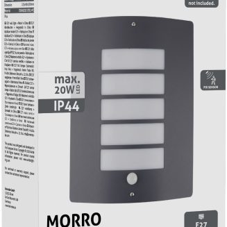 Avide Outdoor Wall Lamp Morro 1xE27 PIR IP44 Antracit