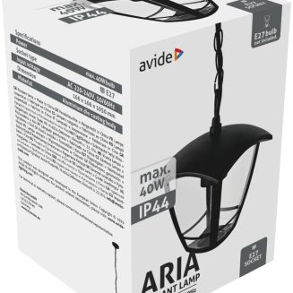 Avide Εξωτερικό Φωτιστικό Οροφής Aria 105cm 1xE27 IP44 Μαύρο