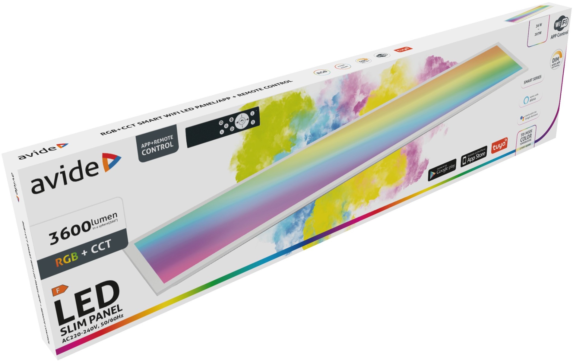 Avide LED Slim Panel 1195x295x30mm 36W RGB+CCT