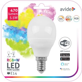Avide LED Smart Σφαιρική 5.5W RGB+W WIFI APP Control