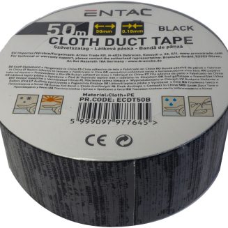 Entac Cloth Duct tape 0.18x50mm Black 50m