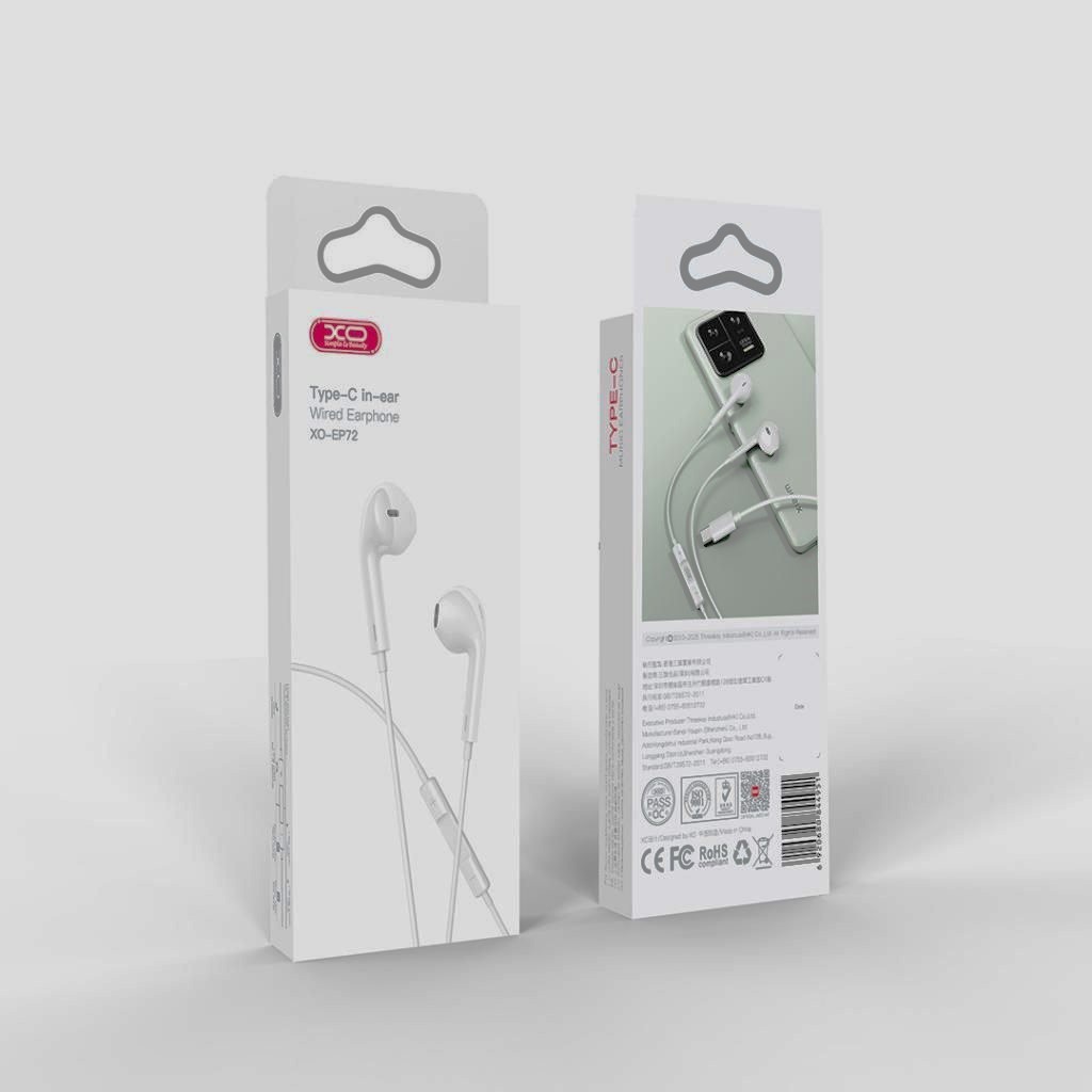XO EP72 Original Series Second Generation Type-C Digital Decoded Half In ear Earphone White - Image 2