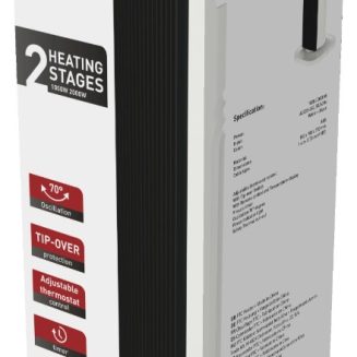 Entac Portable PTC Fan Heater Tower White with LED Display 2000W 74cm