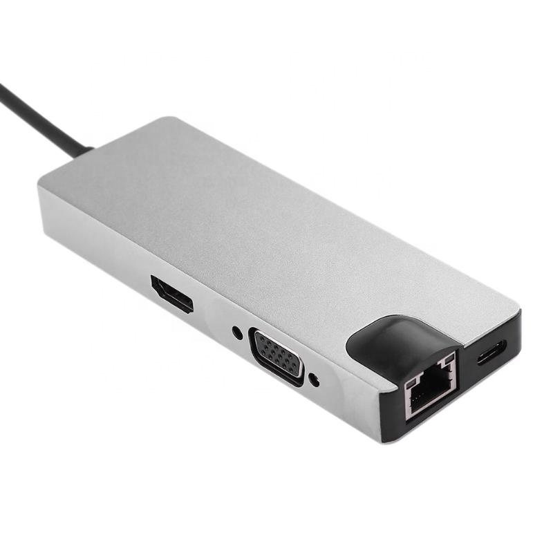 8in1 USB C hub RJ45 HDMI USBx2 VGA SD TF USB3.0x2 - Image 8