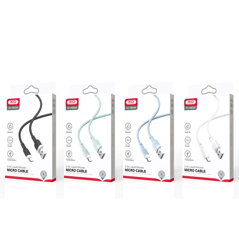 XO NB208 Liquid Silicone Data Micro Cable 1m Blue - Image 3