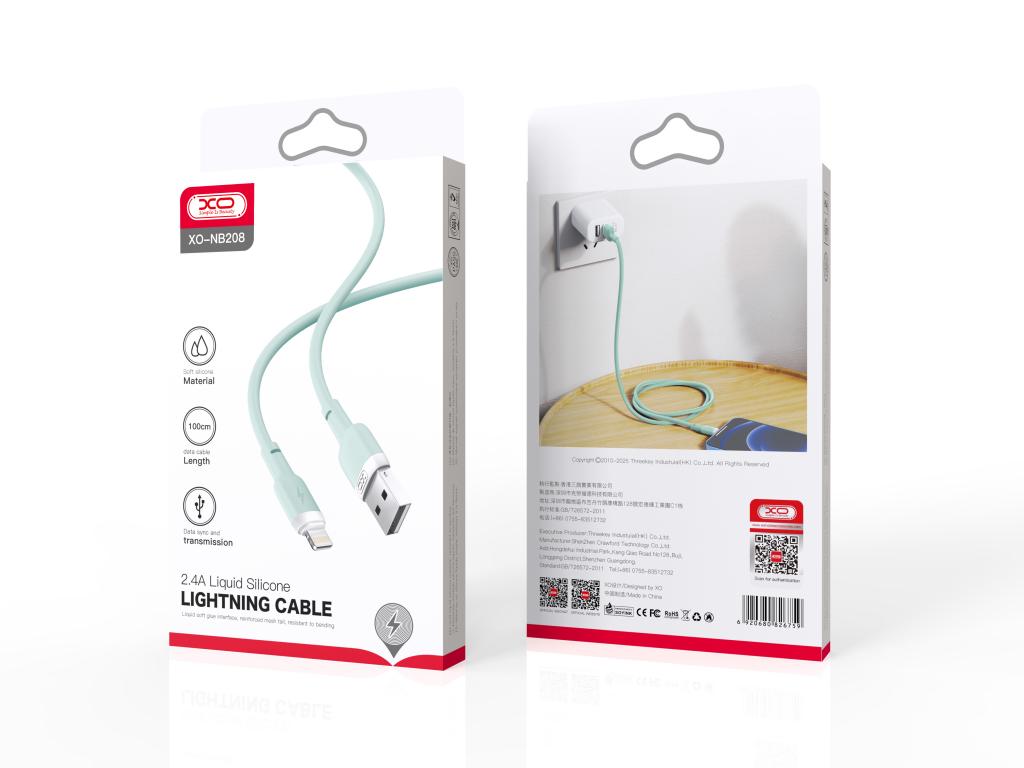 XO NB208A Liquid Silicone Data Type-c to Lightning 20W cable 1m Green
