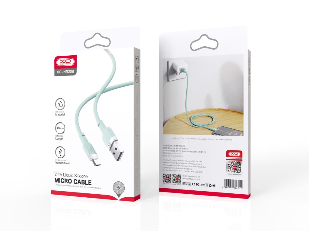 XO NB208 Liquid Silicone Data Micro Cable 1m Green