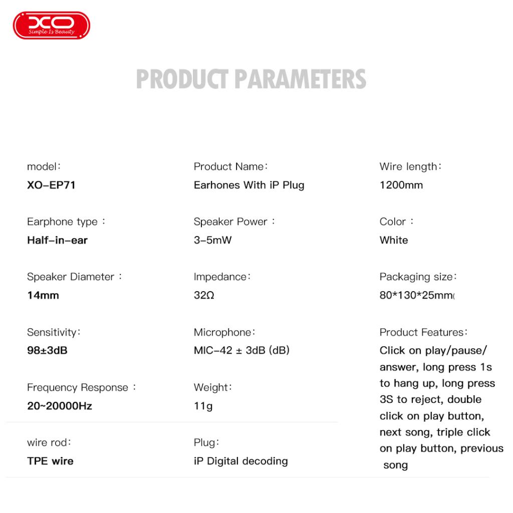 XO EP71 original series cracked version Lightning in ear metal digital call earphones