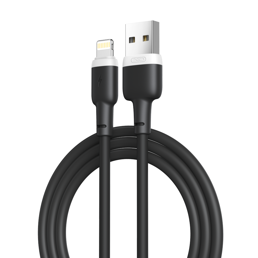 XO NB208 Liquid Silicone Data Lightning Cable 1m Black - Image 2