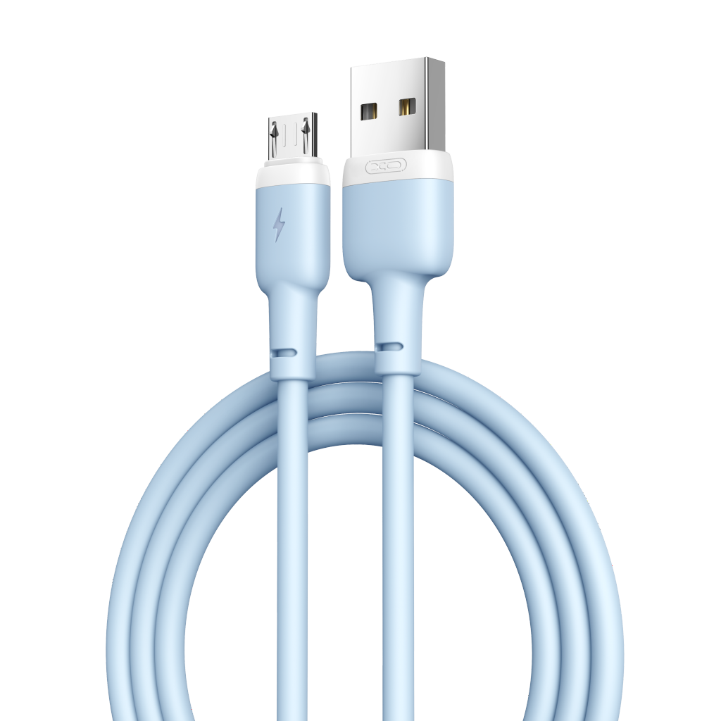 XO NB208 Liquid Silicone Data Micro Cable 1m Blue - Image 2