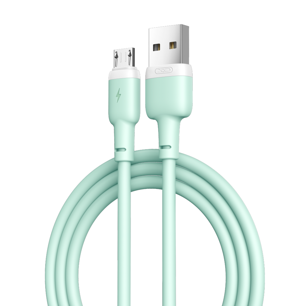XO NB208 Liquid Silicone Data Micro Cable 1m Green - Image 2