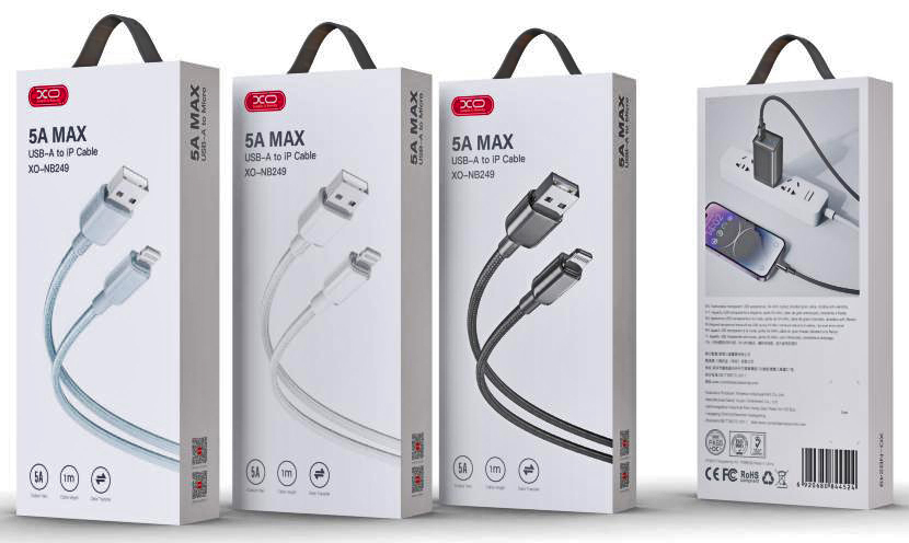 XO NB249 Καλώδιο Φόρτισης + Data Lightning 5A PVC 1m Μπλέ - Image 3