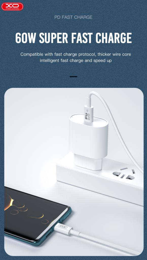XO NB-Q190B 60W Charger Cable Type-C to Type-C 2m - Image 2