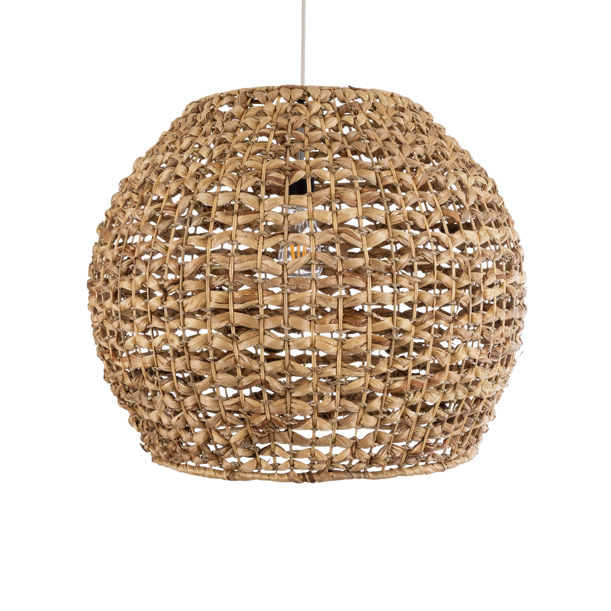GloboStar® CLOVER 01851 Boho Κρεμαστό Φωτιστικό Οροφής Μονόφωτο 1 x E27 AC220-240V IP20 - Φ60 x Υ50cm - Καφέ Ξύλινο Μπαμπού Πλέγμα Καμπάνα - 5 Χρόνια Εγγύηση - Image 5