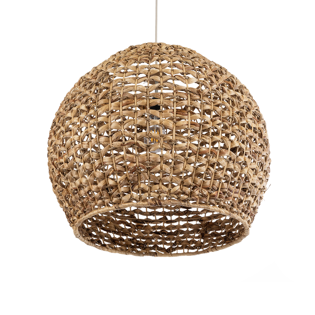GloboStar® CLOVER 01851 Boho Κρεμαστό Φωτιστικό Οροφής Μονόφωτο 1 x E27 AC220-240V IP20 - Φ60 x Υ50cm - Καφέ Ξύλινο Μπαμπού Πλέγμα Καμπάνα - 5 Χρόνια Εγγύηση - Image 6