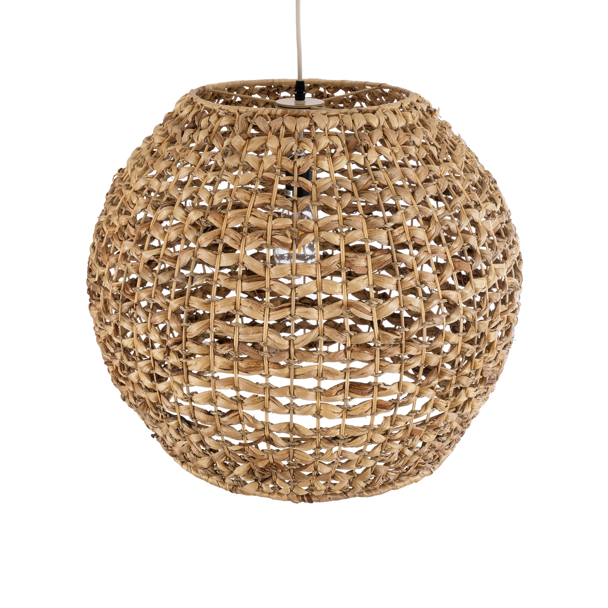 GloboStar® CLOVER 01851 Boho Κρεμαστό Φωτιστικό Οροφής Μονόφωτο 1 x E27 AC220-240V IP20 - Φ60 x Υ50cm - Καφέ Ξύλινο Μπαμπού Πλέγμα Καμπάνα - 5 Χρόνια Εγγύηση - Image 7