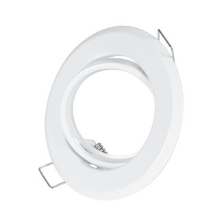 GloboStar® 77814 Χωνευτή Στρογγυλή Βάση για LED Spot GU10 - MR16 - GU5.3 Λευκή Κινούμενη σε 2 Άξονες Φ95mm