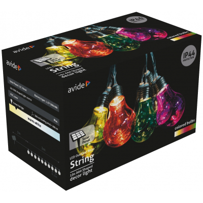 Avide Outdoor Solar Multicolor Transparent String 5m, Warm White IP44, 1,2V