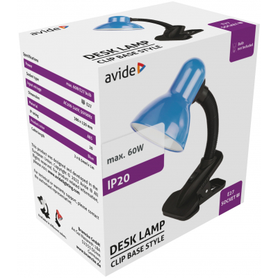 Avide Basic Desk Lamp Clip Blue Max 60W - Image 2