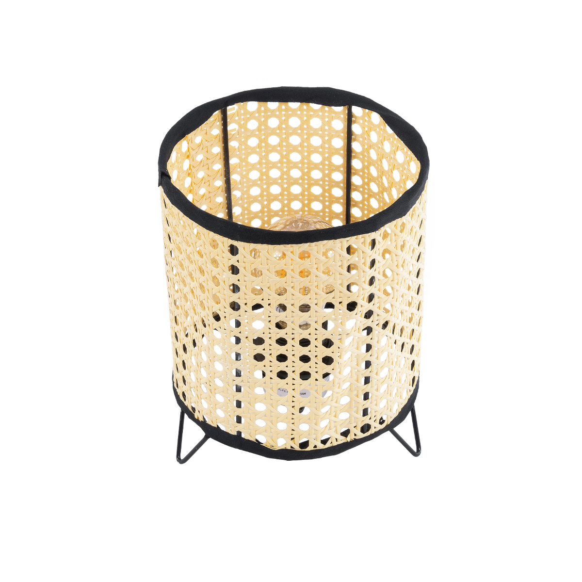 GloboStar® MONTE 01996 Μοντέρνο Επιτραπέζιο Φωτιστικό Πορτατίφ Μονόφωτο 1 x E27 AC220-240V IP20 - Φ16 x Υ22cm - Μαύρο Ύφασμα με Μπεζ Ξύλινο Μπαμπού Πλέγμα - 5 Χρόνια Εγγύηση - Image 4