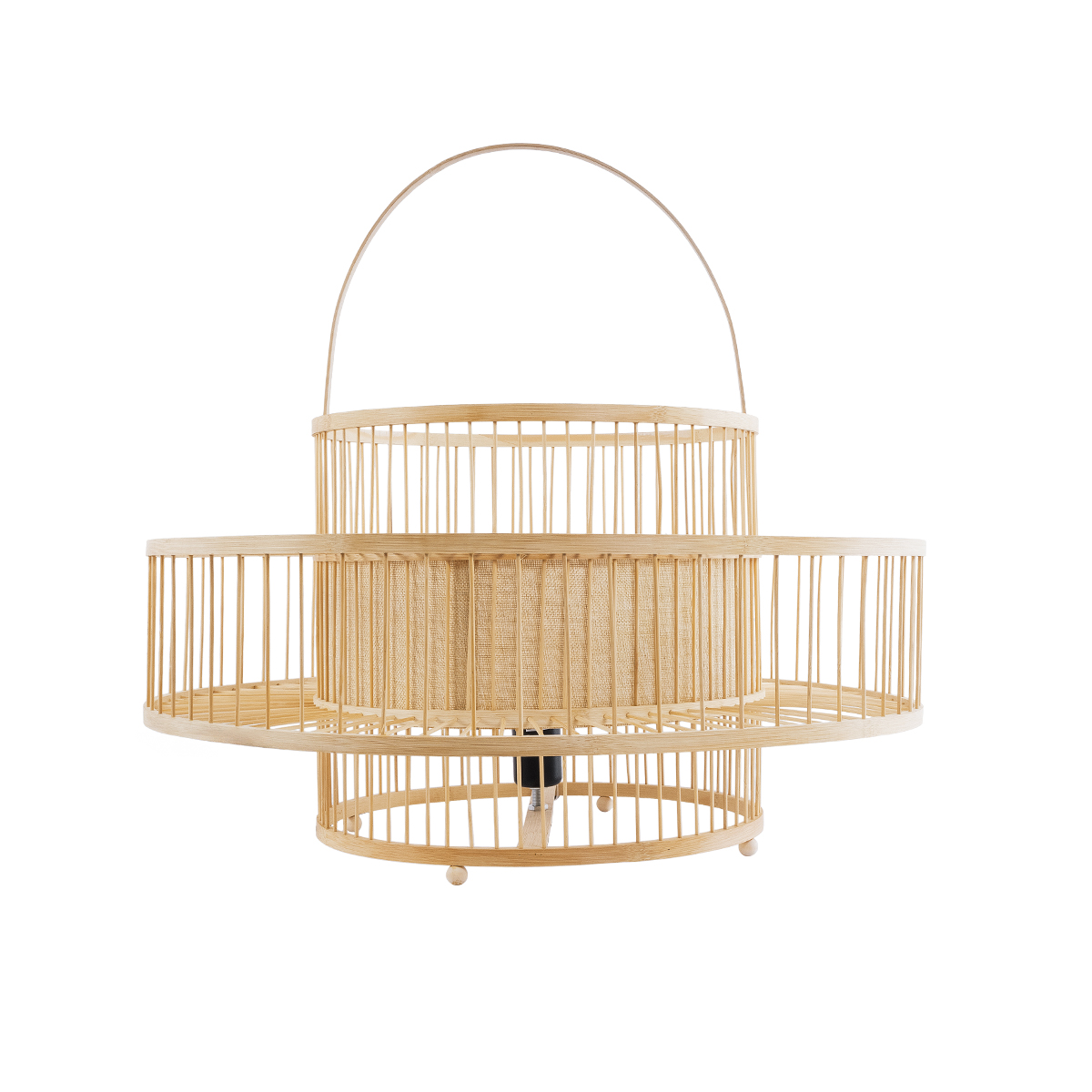GloboStar® SORENIA 02004 Boho Επιδαπέδιο Φωτιστικό Μονόφωτο 1 x E27 AC220-240V IP20 - Φ60 x Υ32cm - Μπεζ Ξύλινο Μπαμπού Πλέγμα - 5 Χρόνια Εγγύηση - Image 3