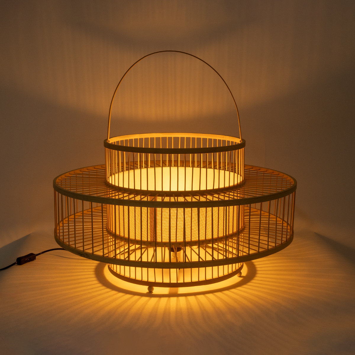 GloboStar® SORENIA 02004 Boho Επιδαπέδιο Φωτιστικό Μονόφωτο 1 x E27 AC220-240V IP20 - Φ60 x Υ32cm - Μπεζ Ξύλινο Μπαμπού Πλέγμα - 5 Χρόνια Εγγύηση - Image 8
