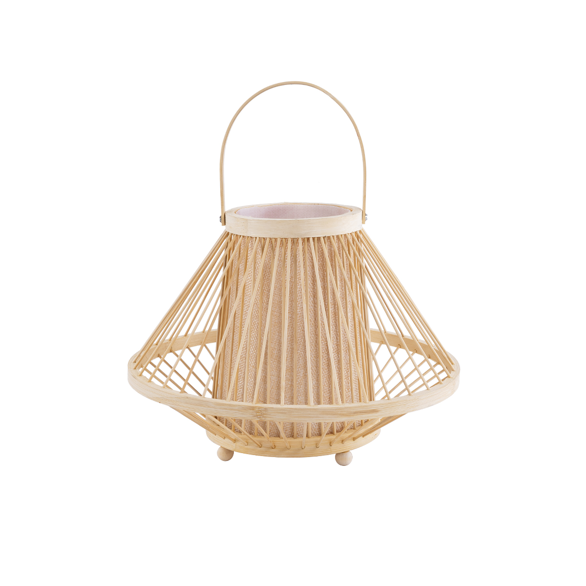 GloboStar® CATHY 02006 Boho Επιτραπέζιο Φωτιστικό Πορτατίφ Μονόφωτο 1 x E27 AC220-240V IP20 - Φ30 x Υ22cm - Μπεζ Ύφασμα με Μπεζ Ξύλινο Μπαμπού Πλέγμα - 5 Χρόνια Εγγύηση - Image 2