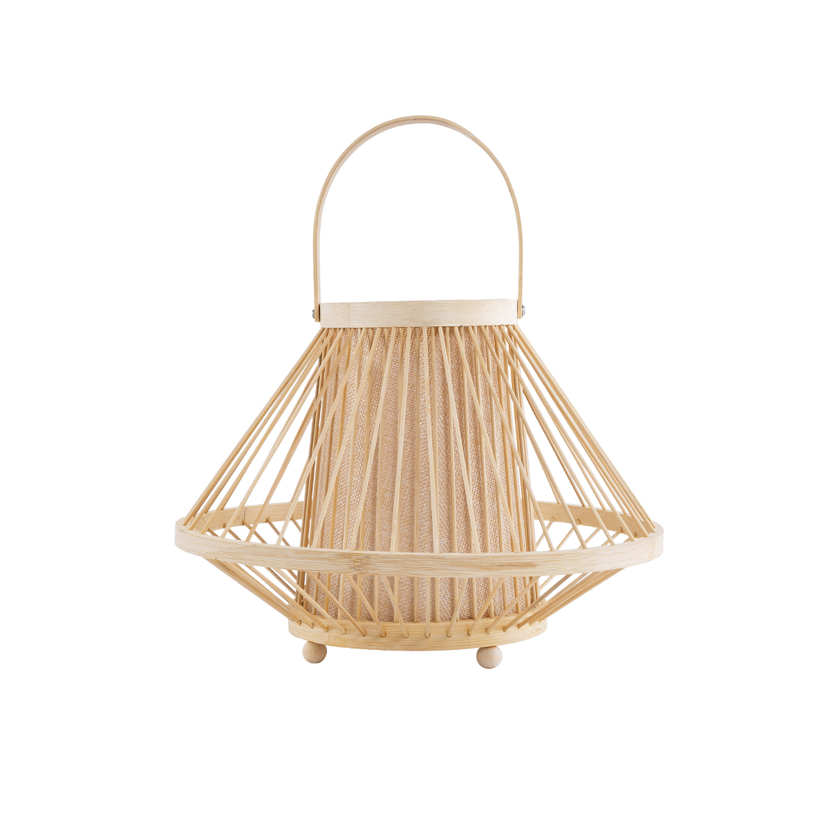 GloboStar® CATHY 02006 Boho Επιτραπέζιο Φωτιστικό Πορτατίφ Μονόφωτο 1 x E27 AC220-240V IP20 - Φ30 x Υ22cm - Μπεζ Ύφασμα με Μπεζ Ξύλινο Μπαμπού Πλέγμα - 5 Χρόνια Εγγύηση - Image 3