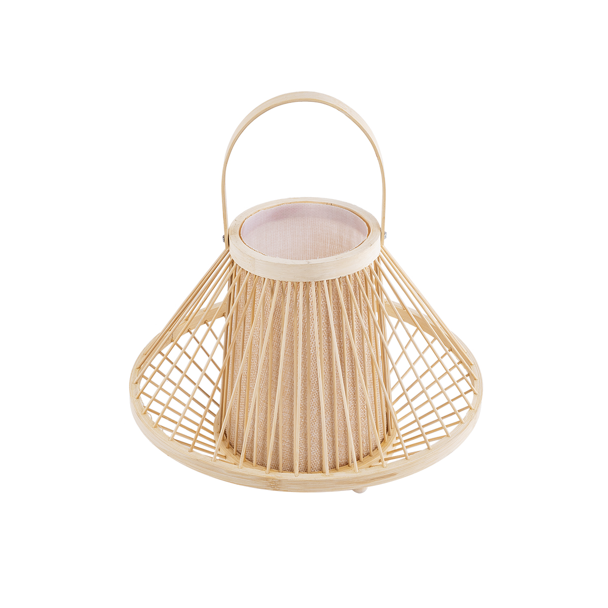 GloboStar® CATHY 02006 Boho Επιτραπέζιο Φωτιστικό Πορτατίφ Μονόφωτο 1 x E27 AC220-240V IP20 - Φ30 x Υ22cm - Μπεζ Ύφασμα με Μπεζ Ξύλινο Μπαμπού Πλέγμα - 5 Χρόνια Εγγύηση - Image 4
