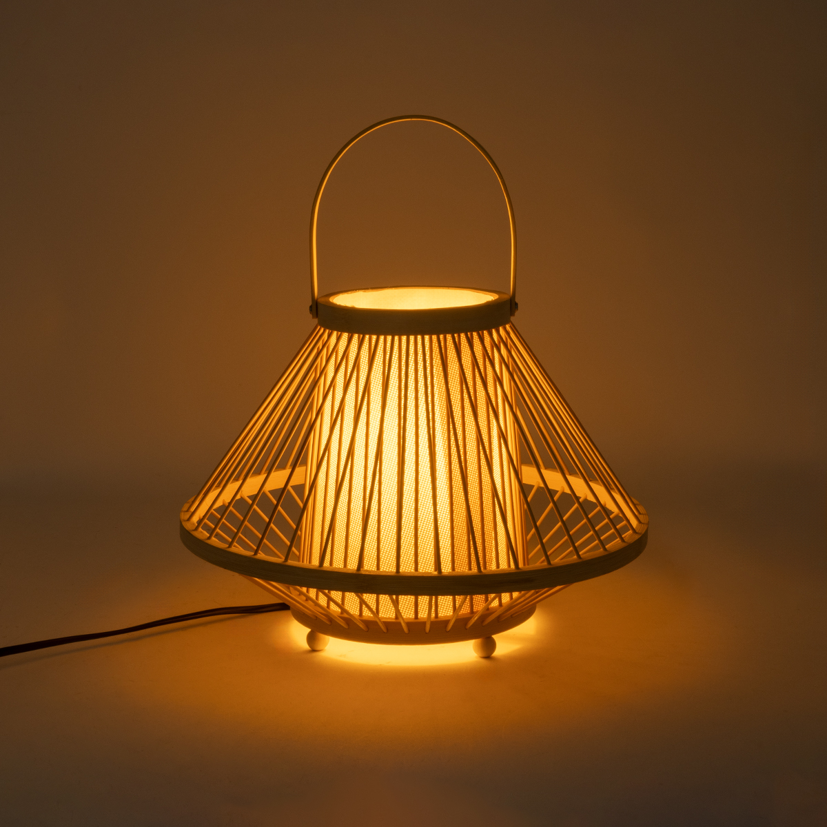GloboStar® CATHY 02006 Boho Επιτραπέζιο Φωτιστικό Πορτατίφ Μονόφωτο 1 x E27 AC220-240V IP20 - Φ30 x Υ22cm - Μπεζ Ύφασμα με Μπεζ Ξύλινο Μπαμπού Πλέγμα - 5 Χρόνια Εγγύηση - Image 8
