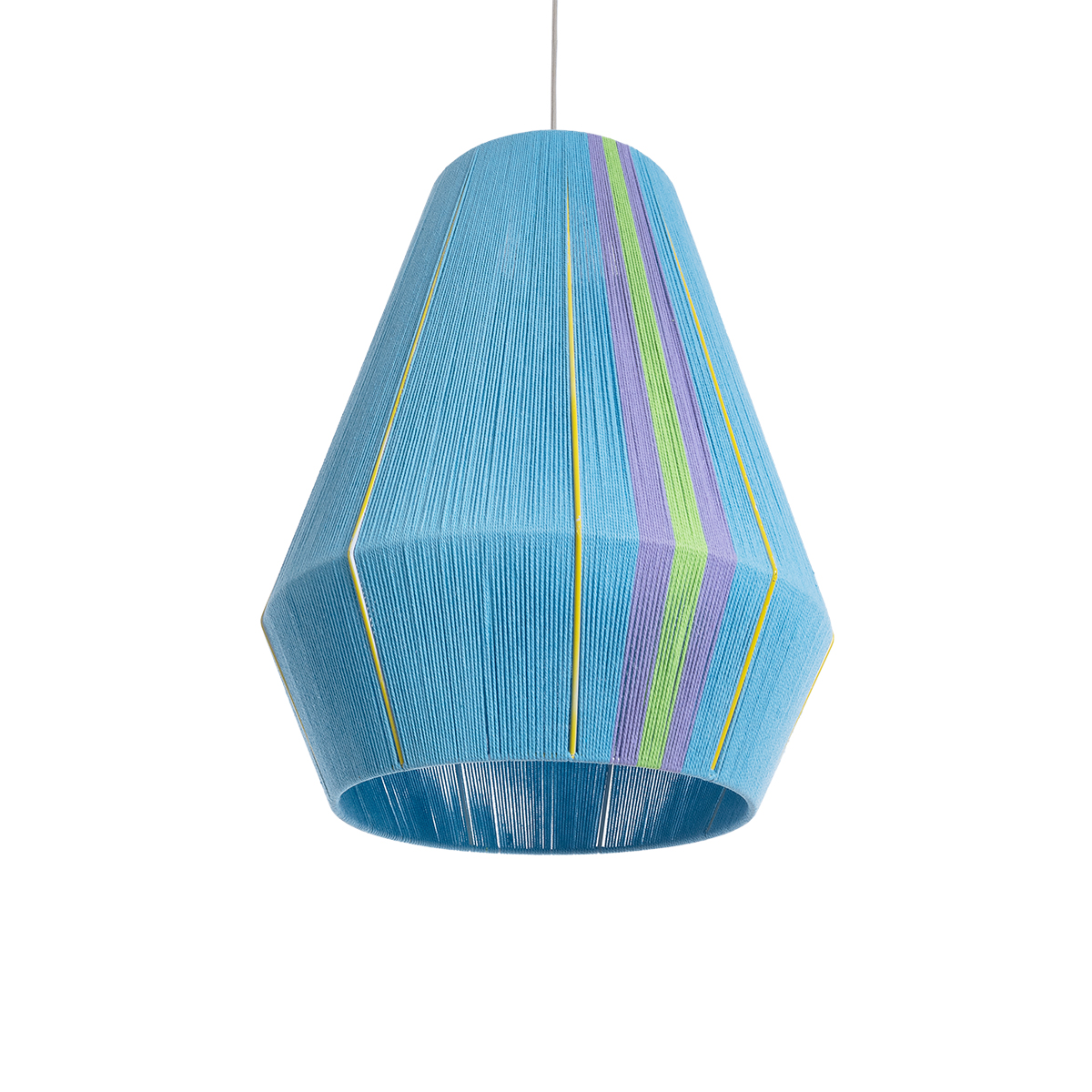 GloboStar® HABANA 02336 Boho Κρεμαστό Φωτιστικό Οροφής Μονόφωτο 1 x E27 AC220-240V IP20 - Φ50 x Υ60cm - Γαλάζιο με Μωβ και Πράσινο με Κίτρινες Λεπτομέριες Λεπτό Νήμα Βαμβακερό Πλέγμα - 5 Χρόνια Εγγύηση - Image 6