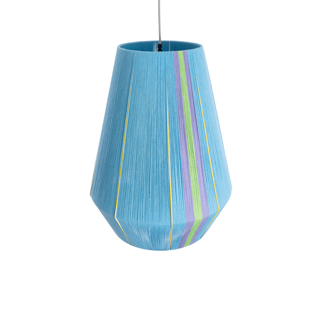 GloboStar® HABANA 02336 Boho Κρεμαστό Φωτιστικό Οροφής Μονόφωτο 1 x E27 AC220-240V IP20 - Φ50 x Υ60cm - Γαλάζιο με Μωβ και Πράσινο με Κίτρινες Λεπτομέριες Λεπτό Νήμα Βαμβακερό Πλέγμα - 5 Χρόνια Εγγύηση - Image 7