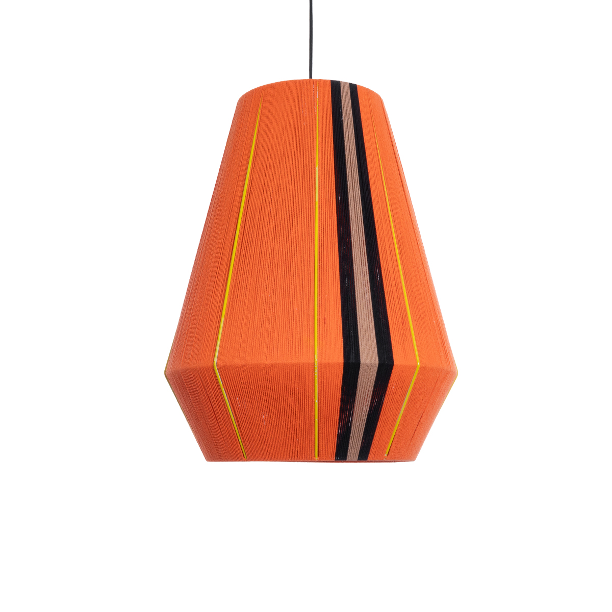 GloboStar® HABANA 02337 Boho Κρεμαστό Φωτιστικό Οροφής Μονόφωτο 1 x E27 AC220-240V IP20 - Φ50 x Υ60cm - Πορτοκαλί με Μαύρο και Καφέ με Κίτρινες Λεπτομέριες Λεπτό Νήμα Βαμβακερό Πλέγμα - 5 Χρόνια Εγγύηση - Image 5