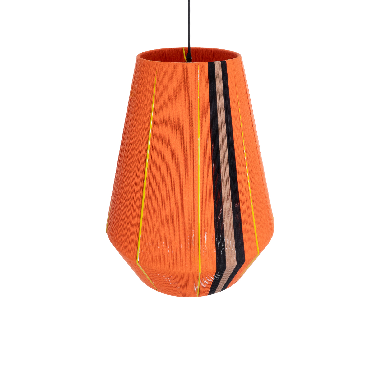 GloboStar® HABANA 02337 Boho Κρεμαστό Φωτιστικό Οροφής Μονόφωτο 1 x E27 AC220-240V IP20 - Φ50 x Υ60cm - Πορτοκαλί με Μαύρο και Καφέ με Κίτρινες Λεπτομέριες Λεπτό Νήμα Βαμβακερό Πλέγμα - 5 Χρόνια Εγγύηση - Image 7