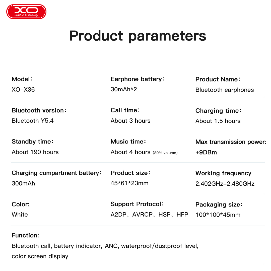 XO X36 Ακουστικά ANC TWS Bluetooth με Έξυπνη Οθόνη - Image 9