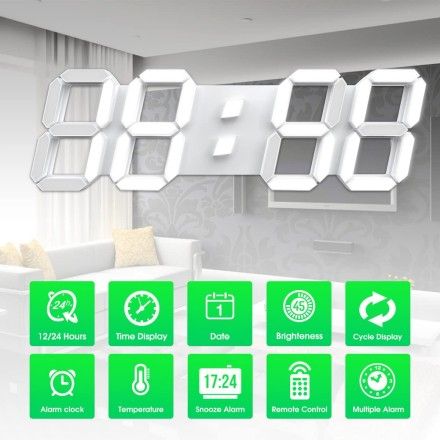 EDUP EH-LED1301 Ρολόι τοίχου 3D LED 15" Ξυπνητήρι με Τηλεχειριστήριο - Image 3