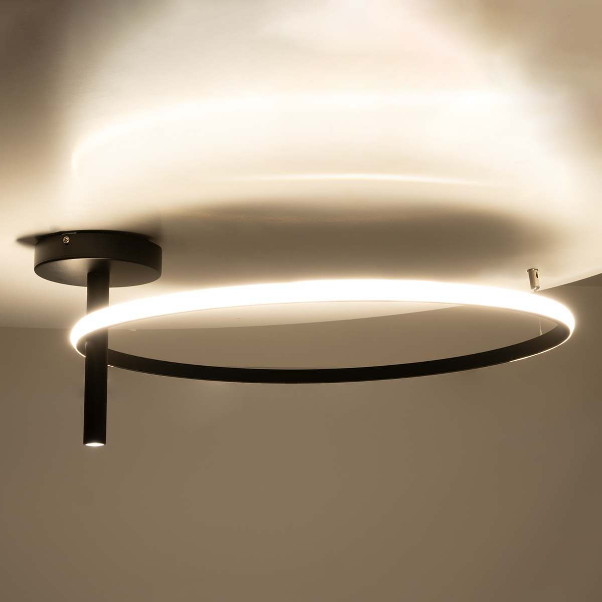 GloboStar® VERONA 61223 Φωτιστικό Οροφής Δαχτυλίδι-Κύκλος LED CCT 36W 4032lm 360° AC 220-240V - Εναλλαγή Φωτισμού μέσω Διακόπτη On/Off All In One Ψυχρό 6000k+Φυσικό 4500k+Θερμό 2700K Φ60 x Υ23cm - Μαύρο - 3 Χρόνια Εγγύηση - Image 9