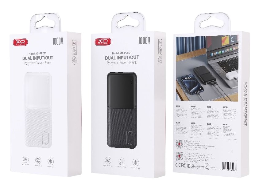 XO PR251 Lighted Mobile Powerbank 10000mAh Λευκό - Image 2