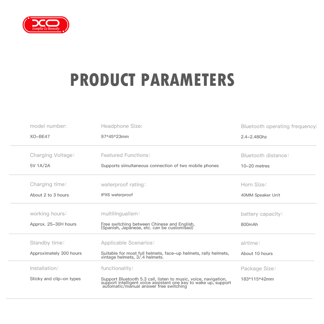 XO BE47 Bluetooth Ακουστικό Κράνους - Image 6