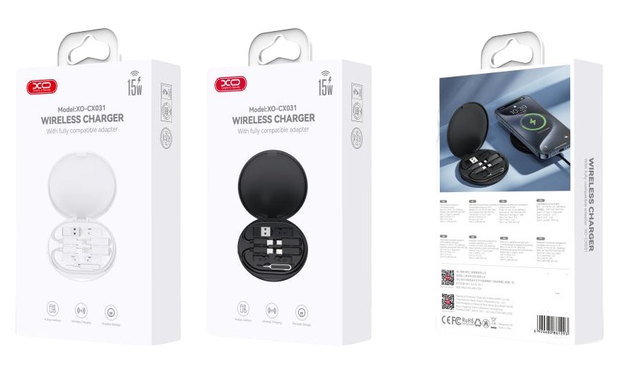 XO CX031 Adapter Family Box + Μαγνητικός ασύρματος φορτιστής 15W Λευκό - Image 3