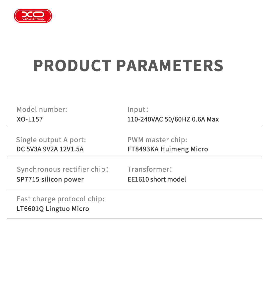 XO L157(EU) QC3.0 18W Φορτιστής Λευκό - Image 3