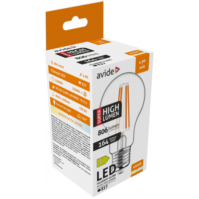 Avide LED Filament Globe 4.9W E27 A60 NW 4000K Υπερ Υψηλή Έξοδος Λούμεν