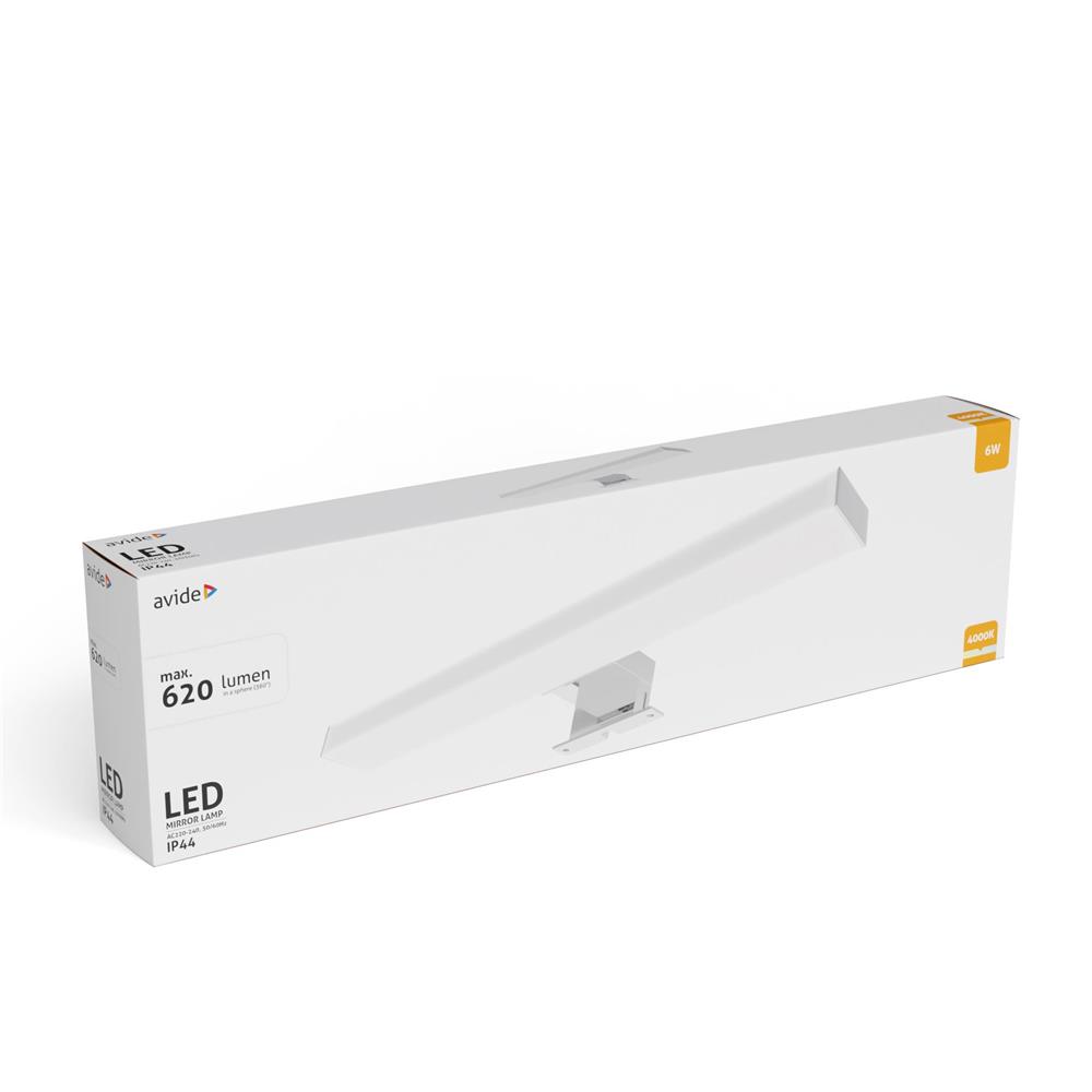Avide LED Τετράγωνο Φωτιστικό Καθρέφτη Chrome Plastic 400mm NW 4000K 6W IP44 - Image 3