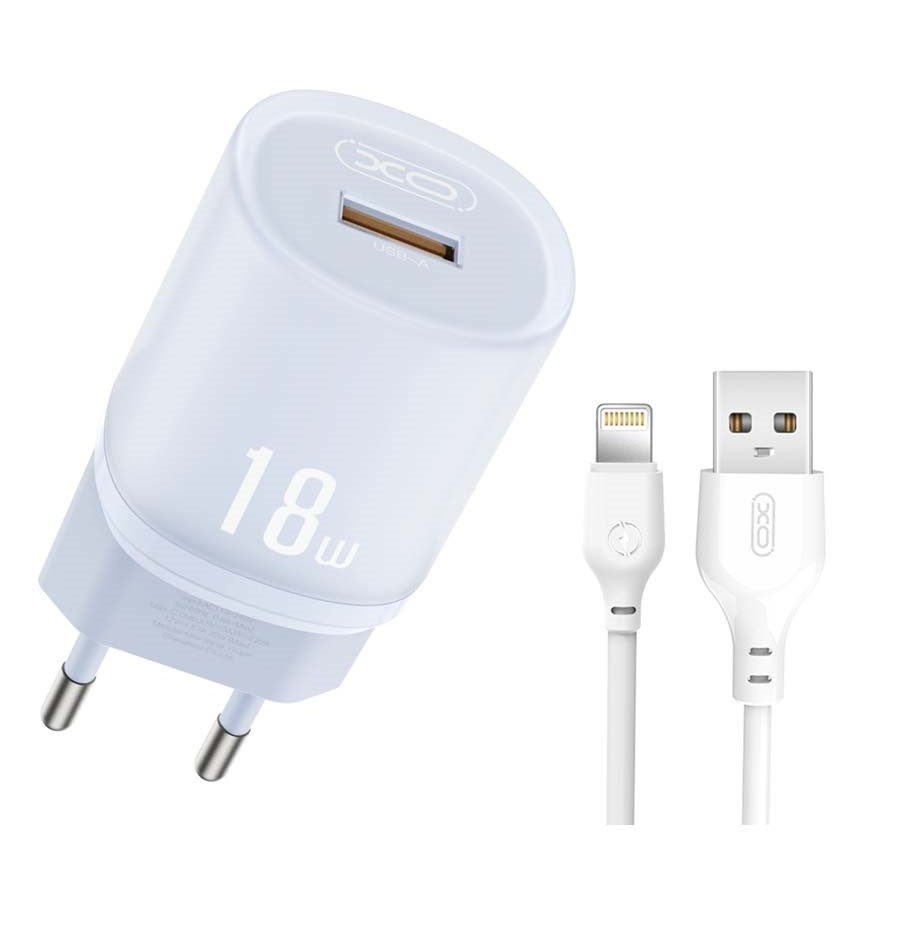 XO L157(EU) QC3.0 18W Φορτιστής με Καλώδιο Lightning Μπλε
