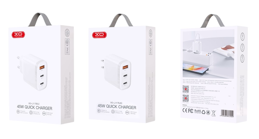 XO L117 (EU) PD/QC (2USB-C+1USB-A) Φορτιστής Γρήγορης Φόρτισης - Image 5